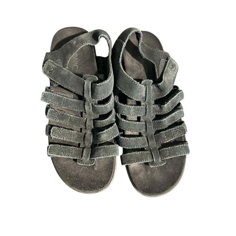 Vionic Palm Ritta Sandals Women's Size 7 Suede Gladiator Back Black
